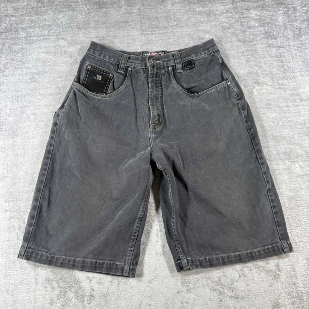 Exhaust Shorts Mens 34 Black Denim Baggy Skater 90s Wide Leg Y2K Streetwear